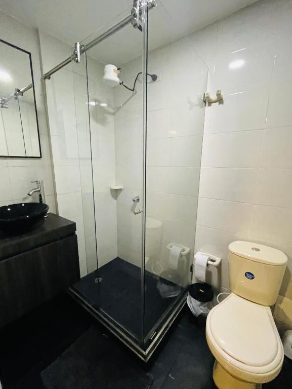 Koupelna v ubytování Hotel Botaniko