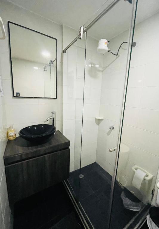 Koupelna v ubytování Hotel Botaniko