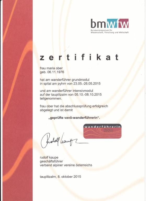 Certifikát, ocenenie alebo iný dokument vystavený v ubytovaní Haus Hinterfürbach