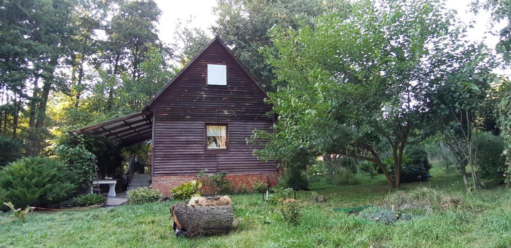 una pequeña casa en medio de un campo en Eko Panorama Okolice Nałęczów, en Tomaszowice