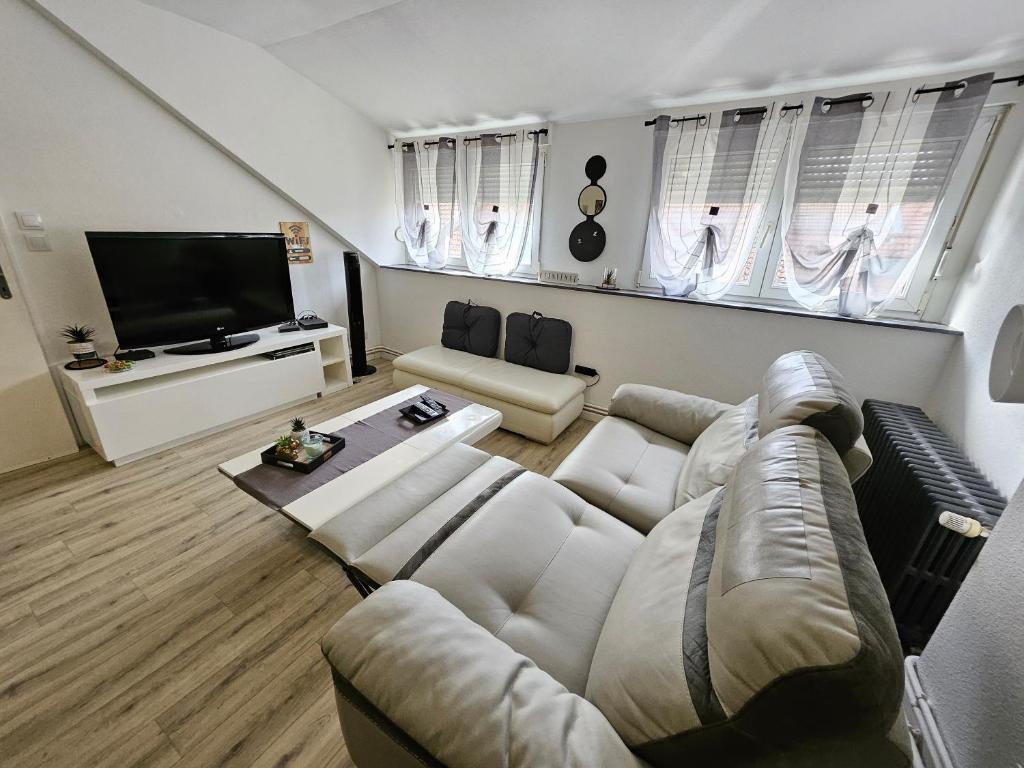 sala de estar con sofá y TV en F3 centre d hericourt Fibre et Netfix en Héricourt