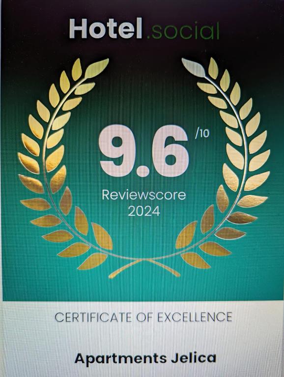 Certifikát, hodnocení, plakát nebo jiný dokument vystavený v ubytování Apartments Jelica