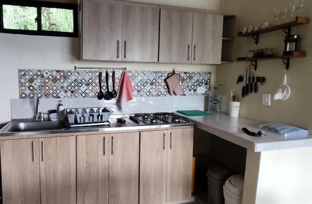 Kuchyň nebo kuchyňský kout v ubytování Edén Los Abuelos 2 - Casa Privada en Minca Nature