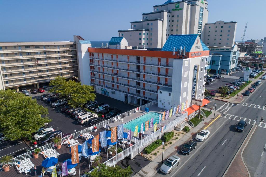 an aerial view of a city with a parking lot at The Spinnaker in Ocean City