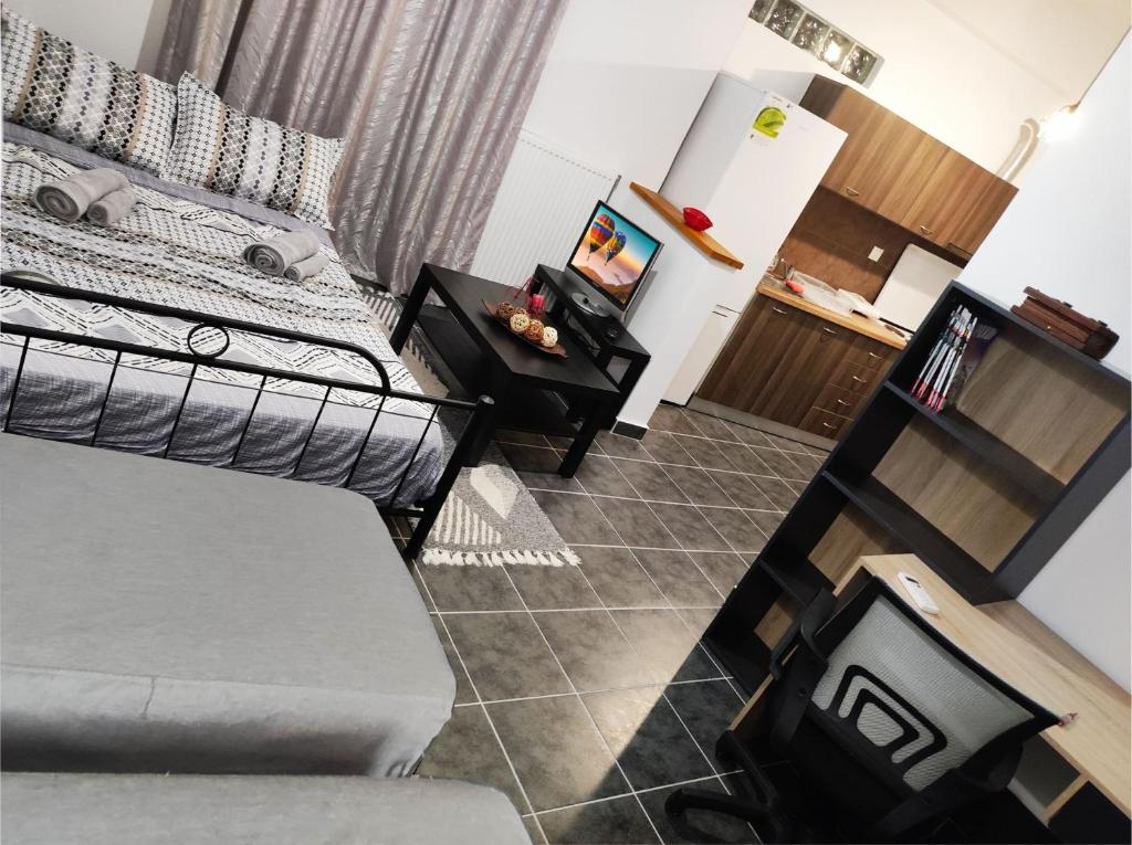 Dreams 3 في كارديتسا: اطلالة علوية لغرفة معيشة مع سرير