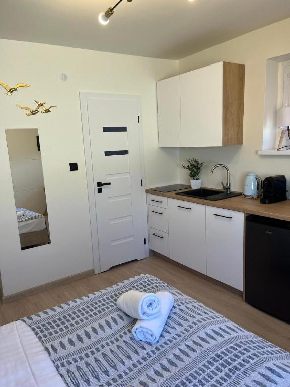 Kuchyňa alebo kuchynka v ubytovaní Karwia Pokoje & Apartamenty