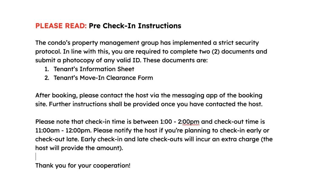 eine Seite eines Dokuments mit den Worten ‚Immobilienverwaltungsgruppe‘ hat eine Stabsicherheit eingeführt in der Unterkunft 1-BR Condo unit in Mandaue City for Rent - The Midpoint Residences in Mandaue City