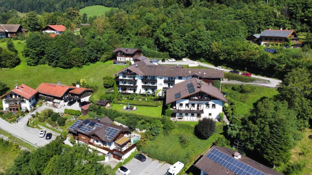 an aerial view of a large house with a yard at Hotel Restaurant Neu Meran in Bad Reichenhall