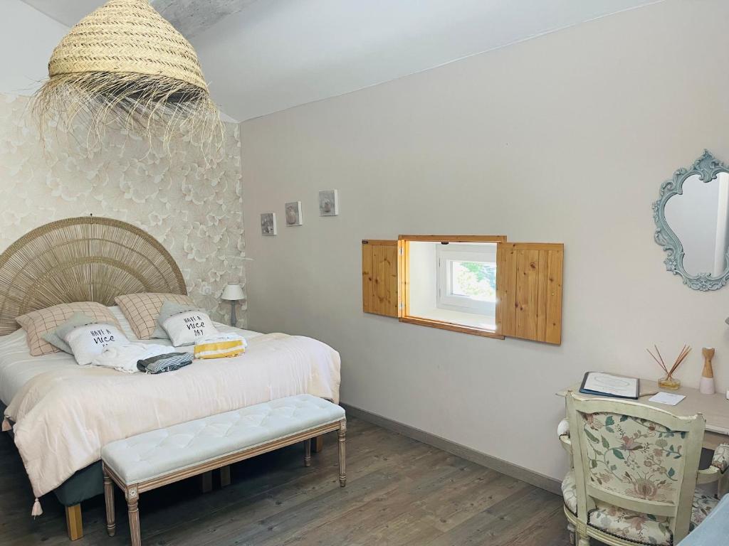 Postel nebo postele na pokoji v ubytování La Bastide des Songes - Demeure d'hôtes
