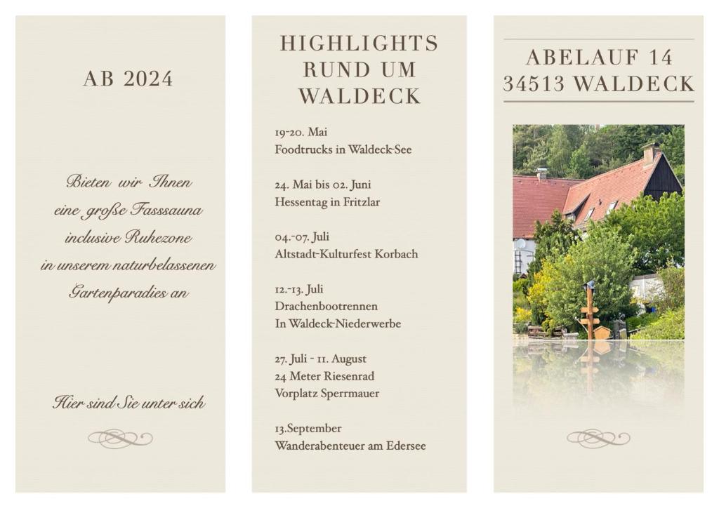 - un menu pour un mariage à la cave dans l'établissement Ferienwohnung Kellerwald, à Waldeck