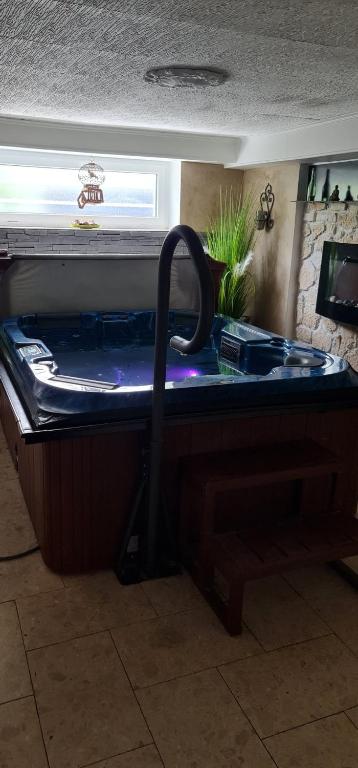 un grand aquarium assis dans une pièce avec dans l'établissement Suite jacuzzi et sauna privatifs, à Volmerange-les-Mines