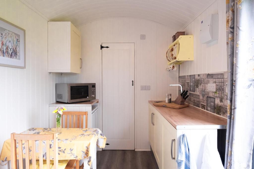 Kuchyň nebo kuchyňský kout v ubytování Shepherds hut with valley views