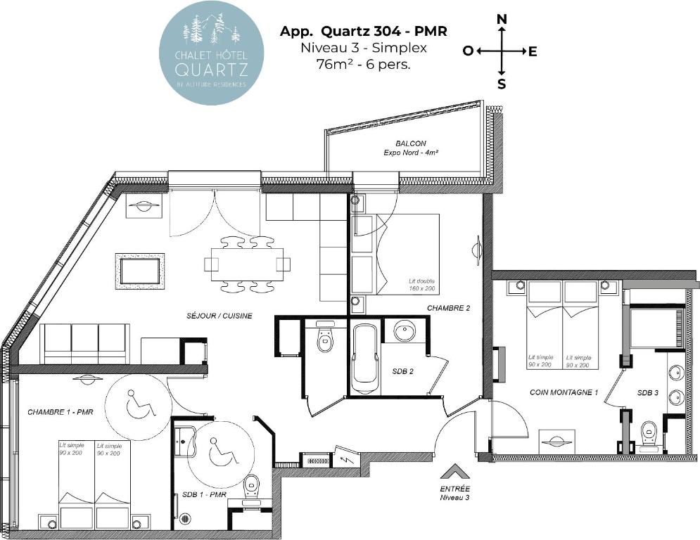 Půdorys ubytování Chalet Hôtel Quartz