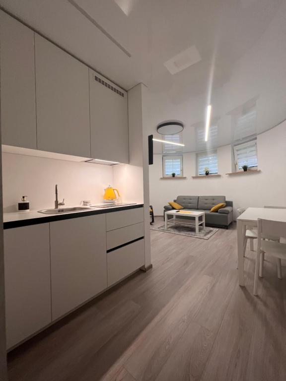 Kuchyň nebo kuchyňský kout v ubytování Kepezinski SPA apartments