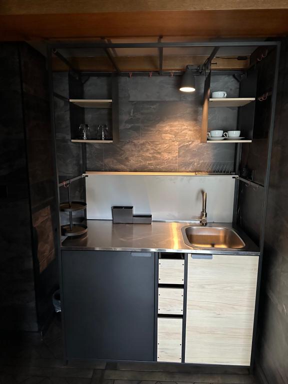 Kuchyň nebo kuchyňský kout v ubytování Chalet MOOS