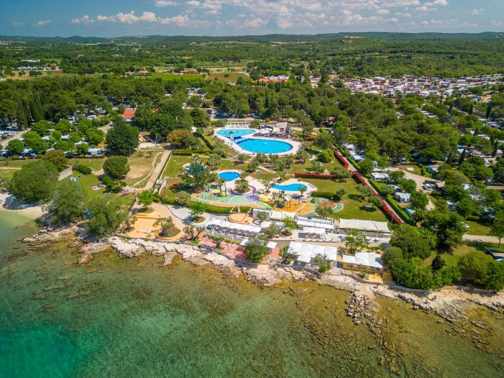 an aerial view of a resort with a pool at Eurocamp Tents at Campsite Polari in Rovinj