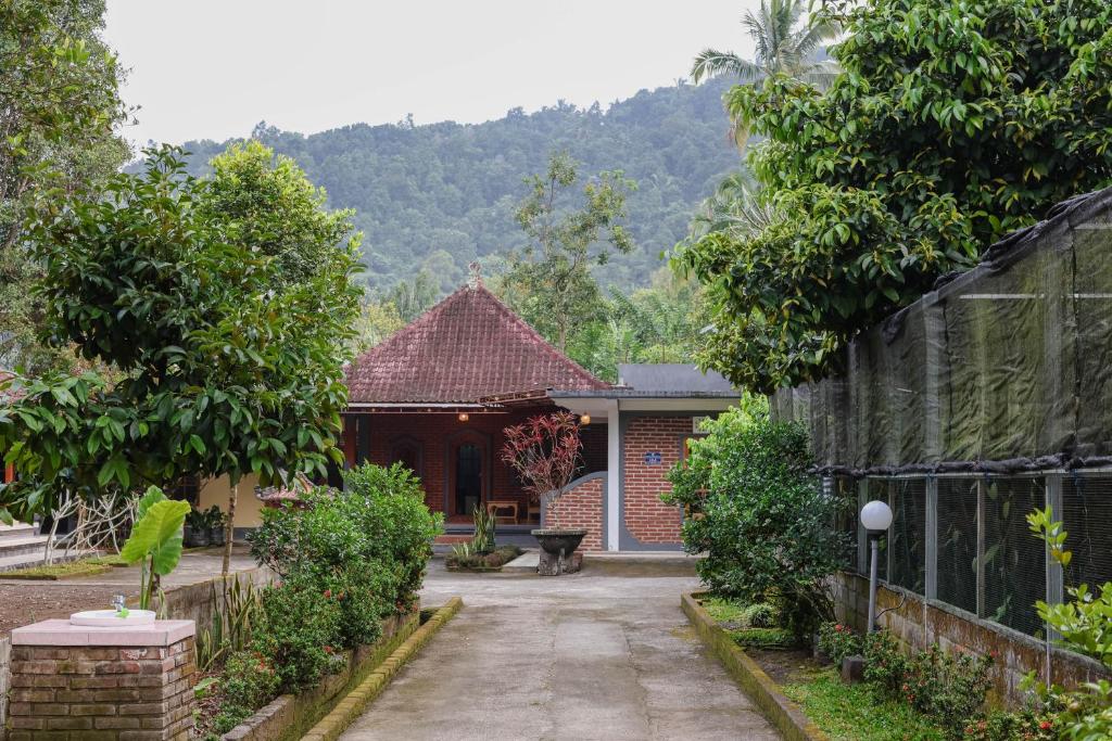 a house with a pathway leading to a yard at The Kori Homestay in Munduk