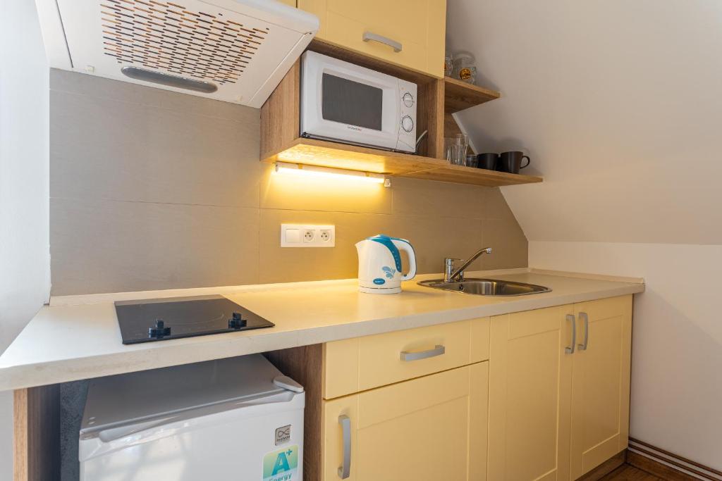 Kuchyň nebo kuchyňský kout v ubytování Houda Bouda - Penzion & Apartmány