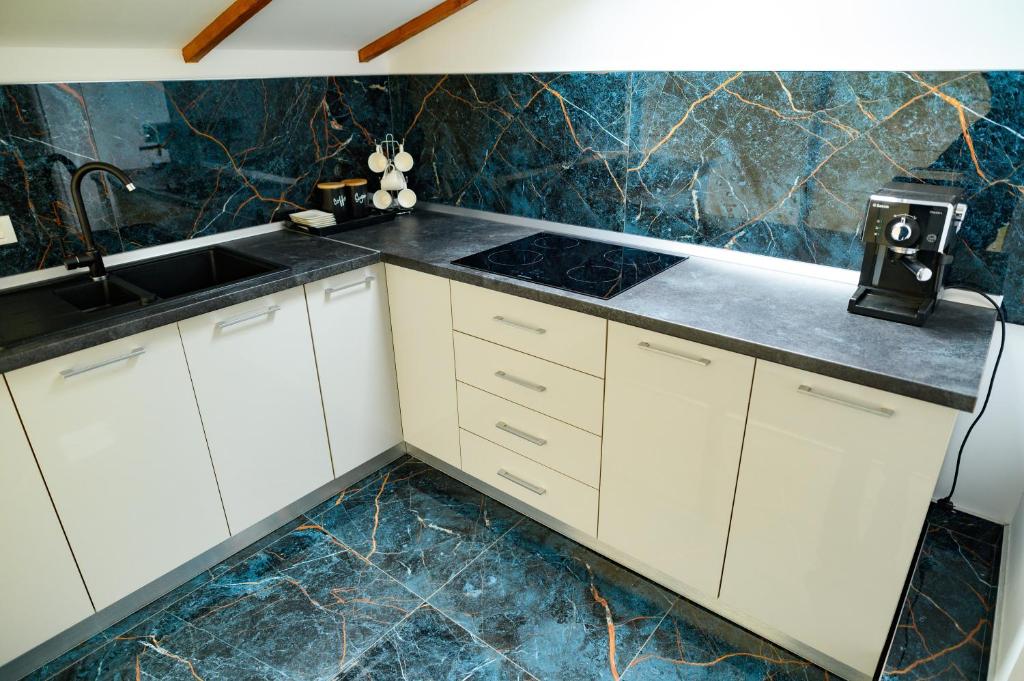 Kuchyň nebo kuchyňský kout v ubytování Luxury attic