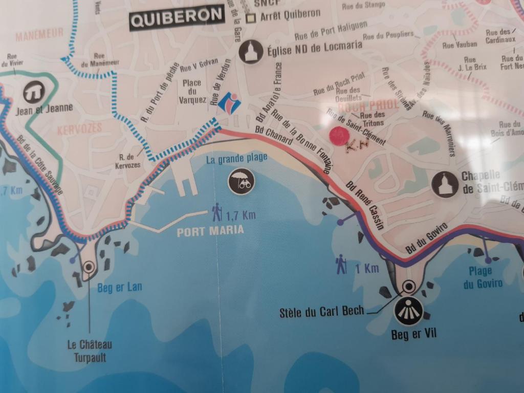 a map of the city of culverton at Hôtel Ker-Noyal Quiberon Plage in Quiberon