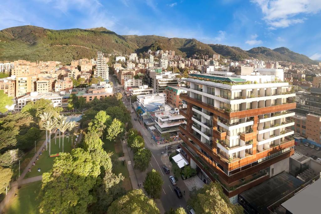 an aerial view of a city with buildings at Salvio Parque 93 Bogota, Curio Collection by Hilton in Bogotá