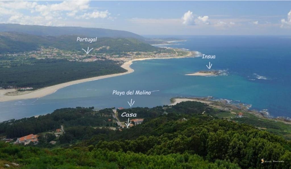 an aerial view of the islands in the water at Casa TINA in A Guarda