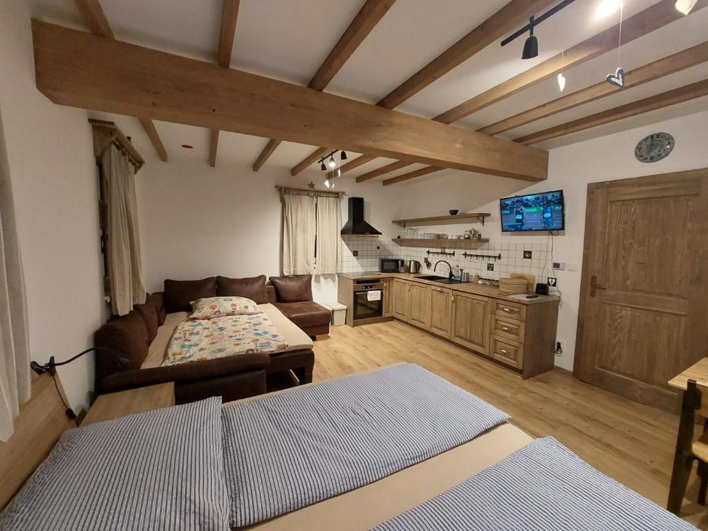 Kuchyň nebo kuchyňský kout v ubytování Apartmány Ema a Ela