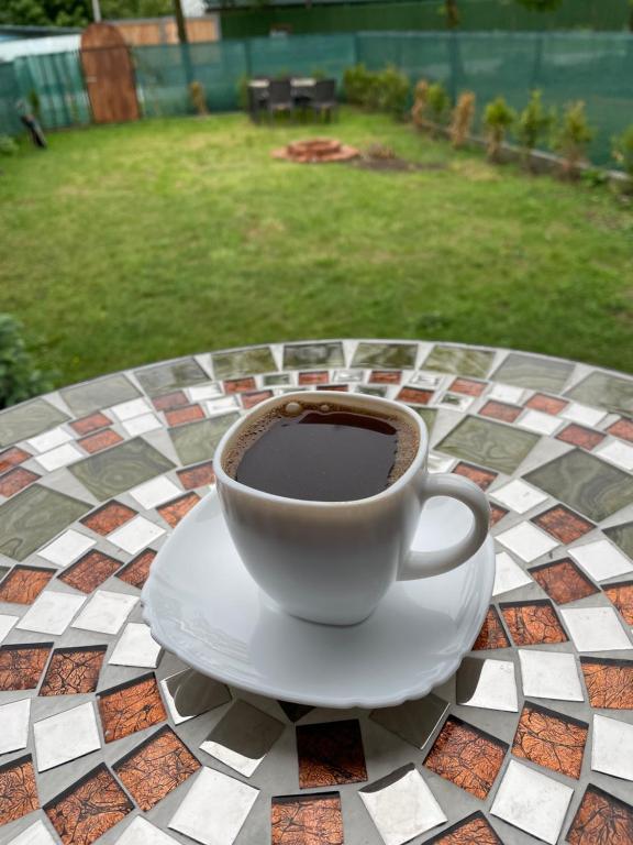 Příslušenství pro přípravu čaje a kávy v ubytování eco house WALKOTI