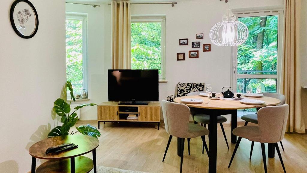 Televízia a/alebo spoločenská miestnosť v ubytovaní Apartament Parkowy by RENT4YOU