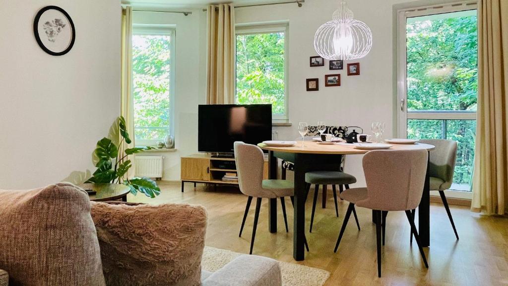 Televízia a/alebo spoločenská miestnosť v ubytovaní Apartament Parkowy by RENT4YOU