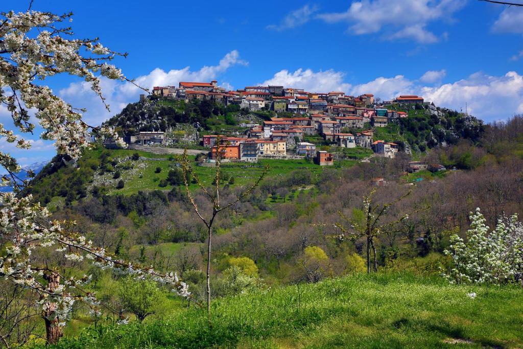 uma cidade no topo de uma colina com casas em Dimora Selù em Laurino