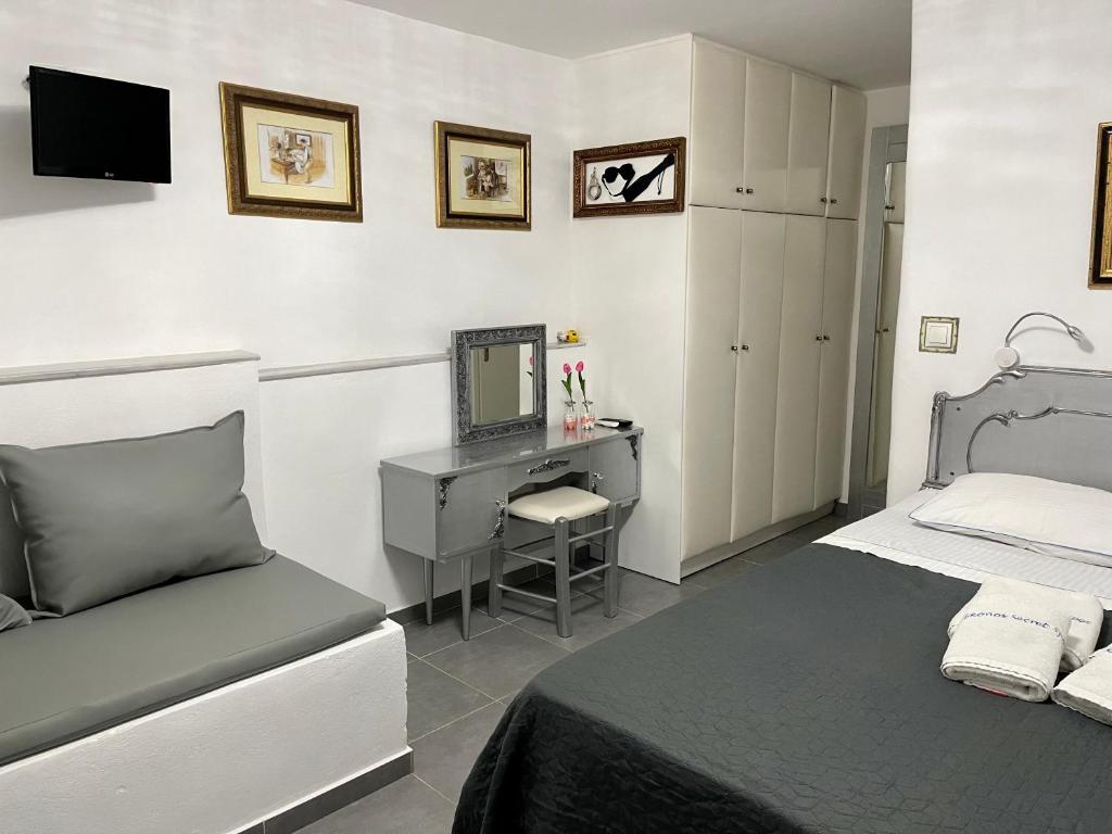 Posteľ alebo postele v izbe v ubytovaní Mykonos Secret Spot