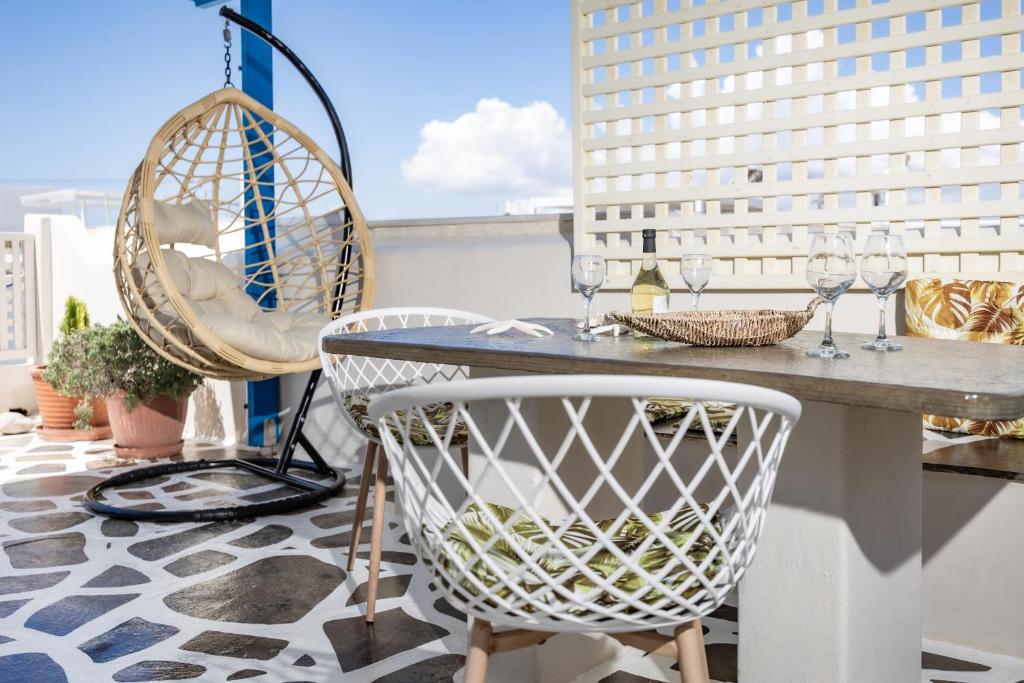 Balkón alebo terasa v ubytovaní Lefkes Studios