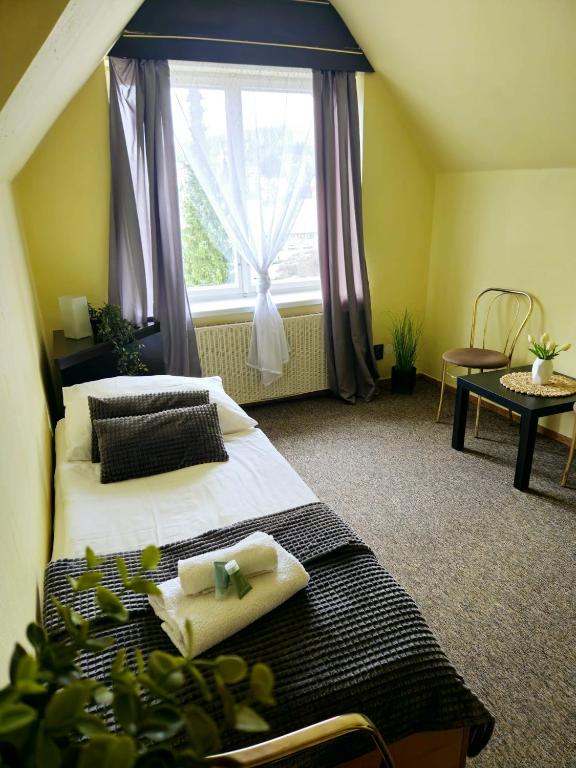 Postel nebo postele na pokoji v ubytování Hotel Lužná