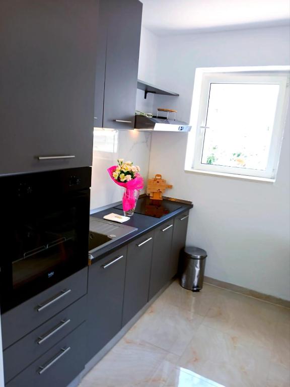 Kuchyň nebo kuchyňský kout v ubytování Apartmani kike