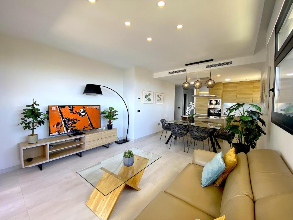 Posezení v ubytování Lujoso apartament con impresionantes vistas al mar