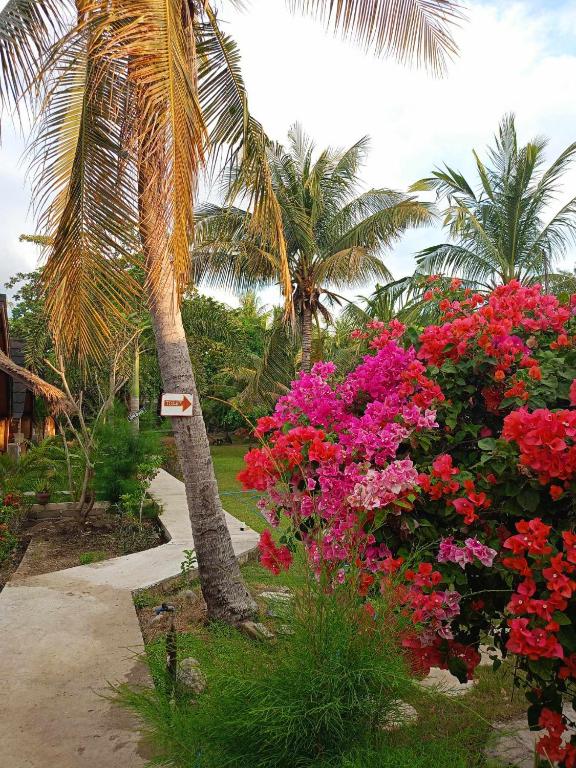 Bintang Tiga Bungalows Gili Air外面的花园