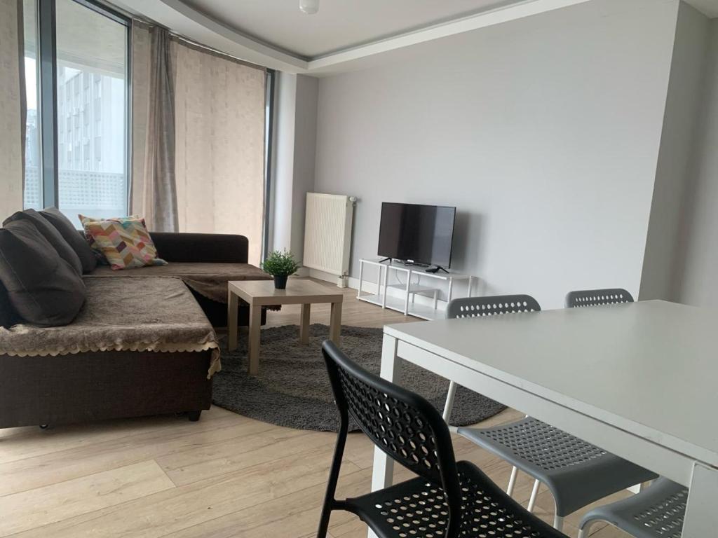 伊斯坦堡的住宿－Apartment two rooms very spacious，客厅配有沙发和桌椅