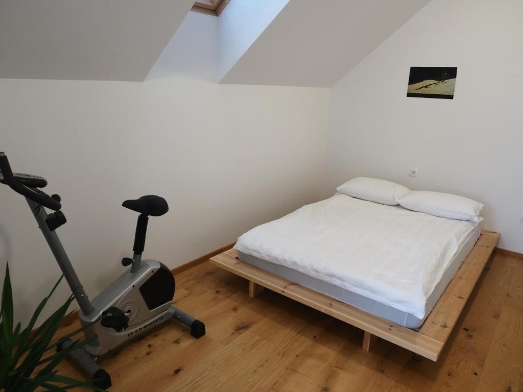 Postel nebo postele na pokoji v ubytování Hiša Eva