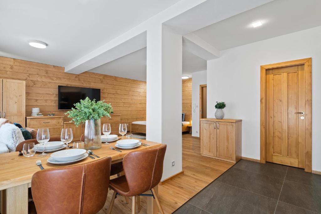 Η κουζίνα ή μικρή κουζίνα στο Špindl Lodge Apartments Self check-in & Sauna