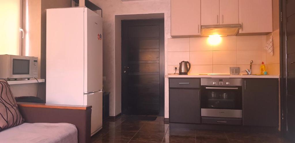 Kuchyň nebo kuchyňský kout v ubytování Поляна Аква Резорт