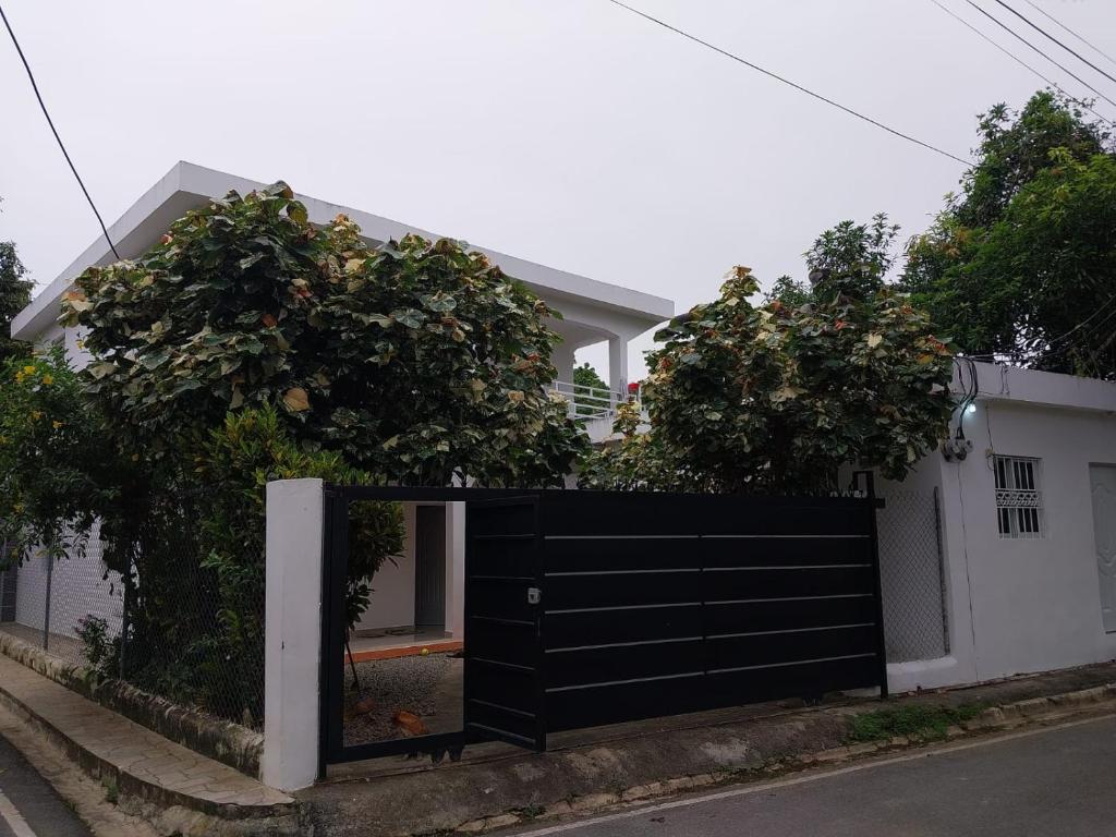 une clôture noire devant une maison dans l'établissement Apartamentos felix Las terrenas, à Las Terrenas