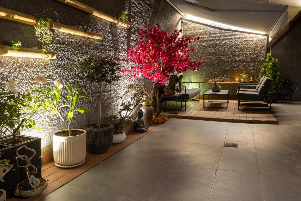 アテネにあるCarmen's cozy&luxury apartment!の鉢植えの部屋