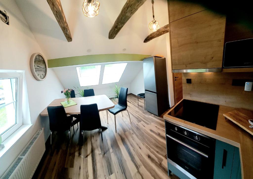 Kuchyň nebo kuchyňský kout v ubytování Apartma Rožle