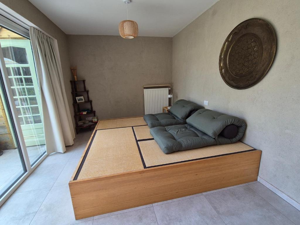 Posezení v ubytování Ryokan met futon