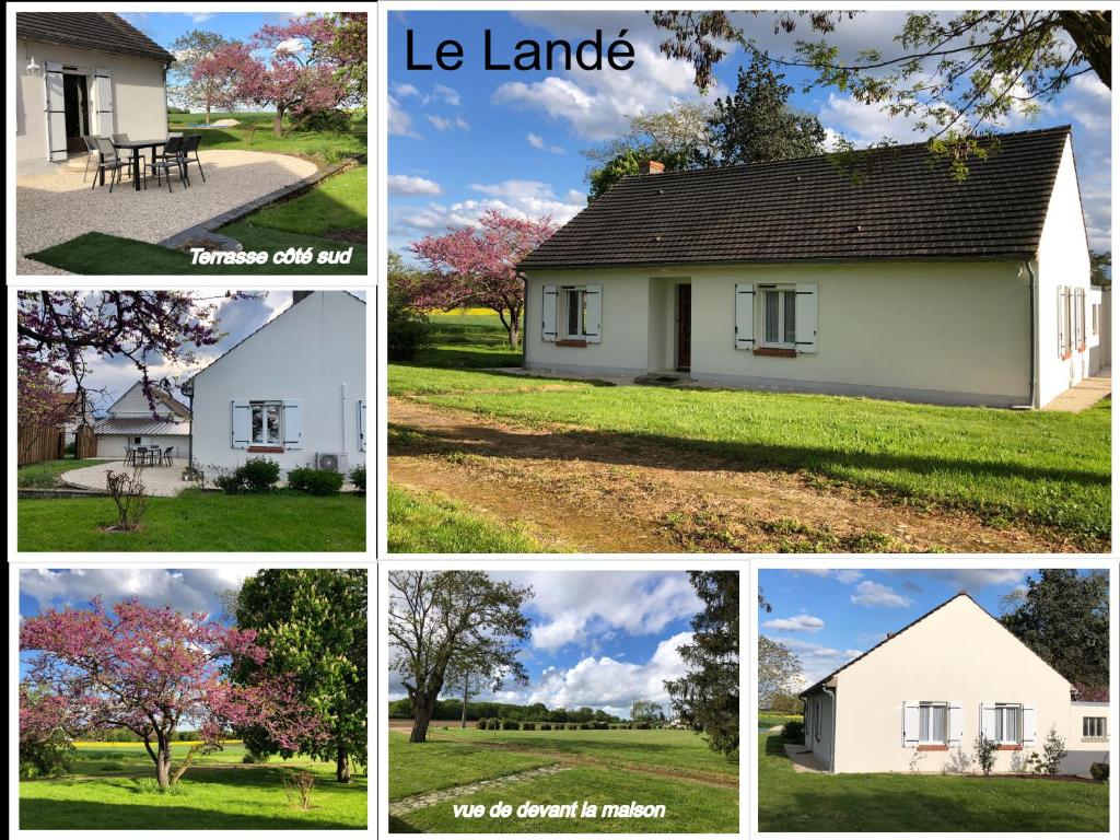 un collage d'images d'une maison blanche dans l'établissement Le Landé, à Rebréchien