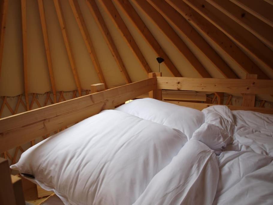 Postel nebo postele na pokoji v ubytování Woda Góry Las - glamping CAŁOROCZNY