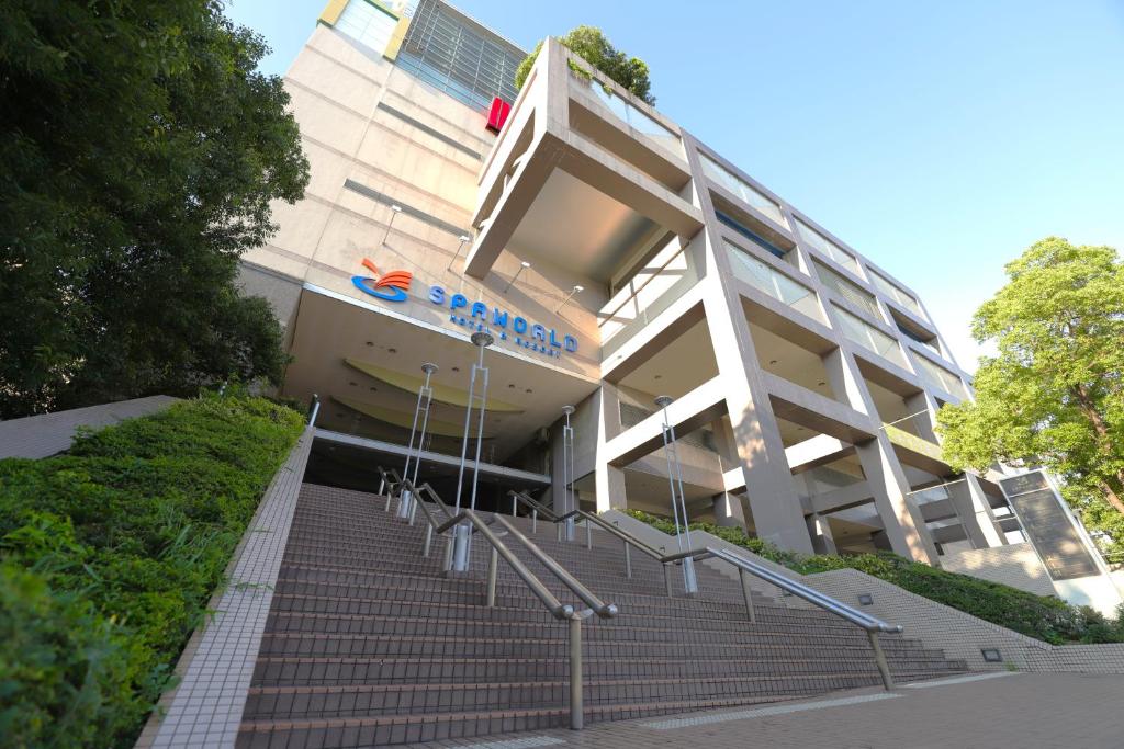 a building with stairs in front of a building at Spa World HOTEL&RESORT in Osaka