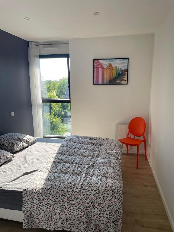 Postel nebo postele na pokoji v ubytování Superbe appartement avec vue sur la foret du Touquet Résidence les Dunes
