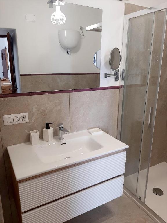 a bathroom with a sink and a shower at VisitPonza - Le Naiadi in Ponza